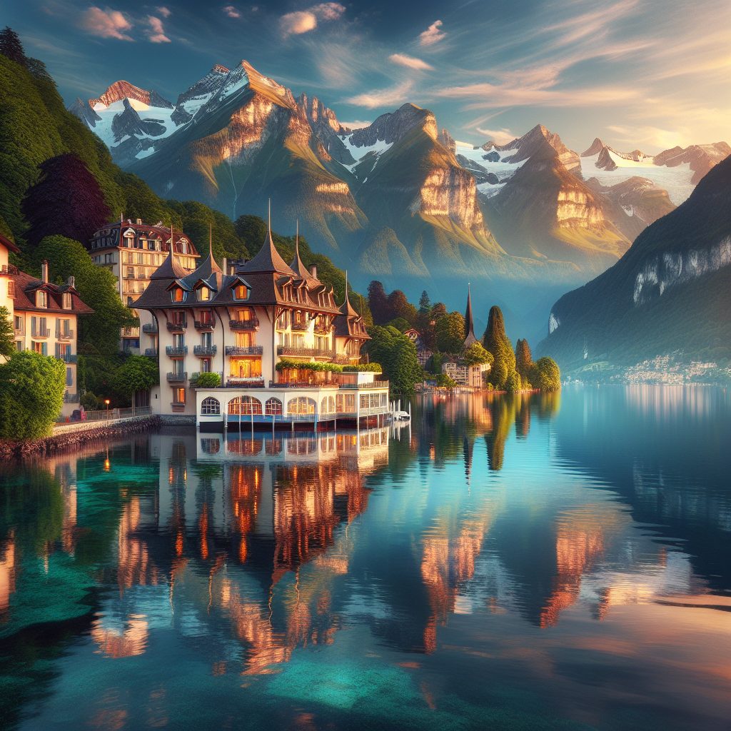 Geneva Lake Suites with Mountain Reflection