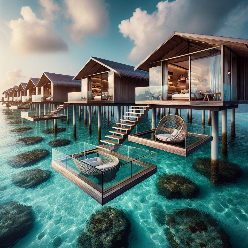 Maldives Crystal Deck Villas with Private Overwater Lounge Nets