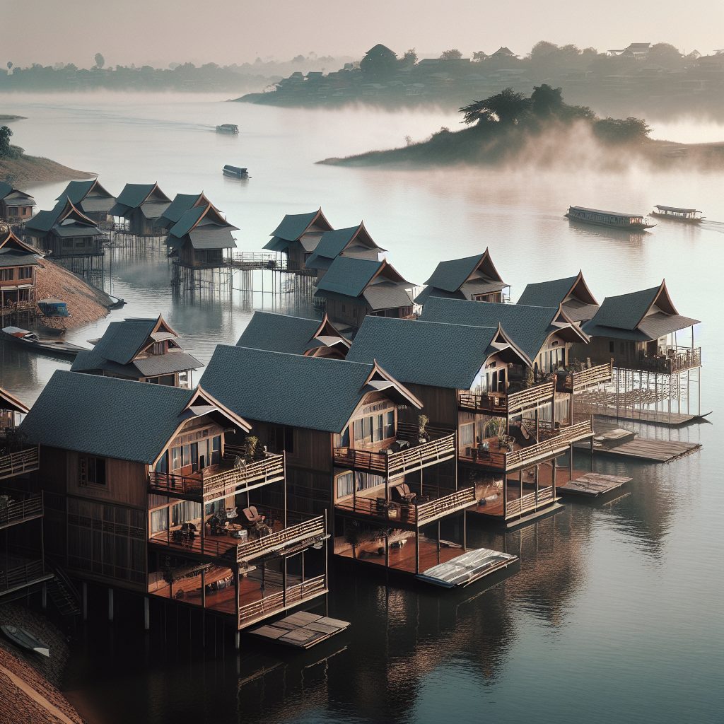 Mekong Riverside Villas with Floating Balcony Design