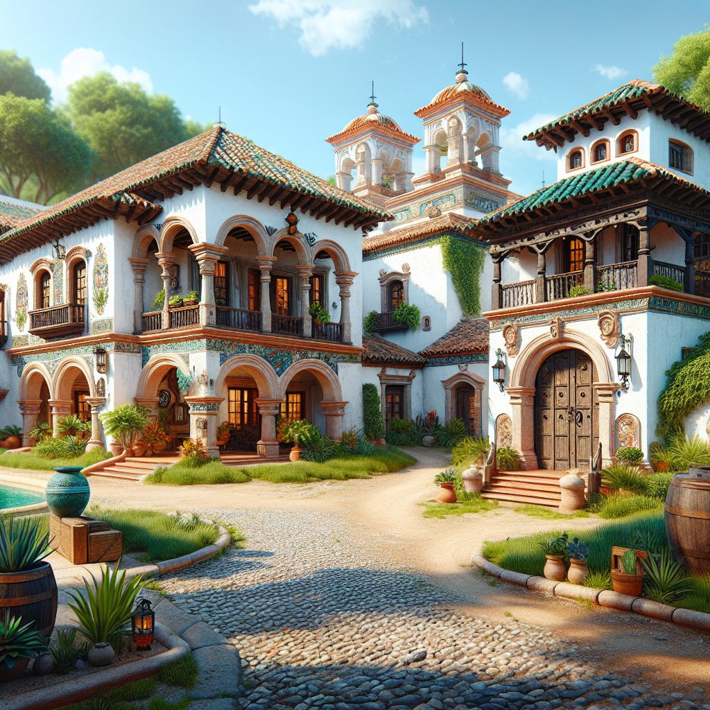 Mexico Hacienda Villas with Colonial Architecture