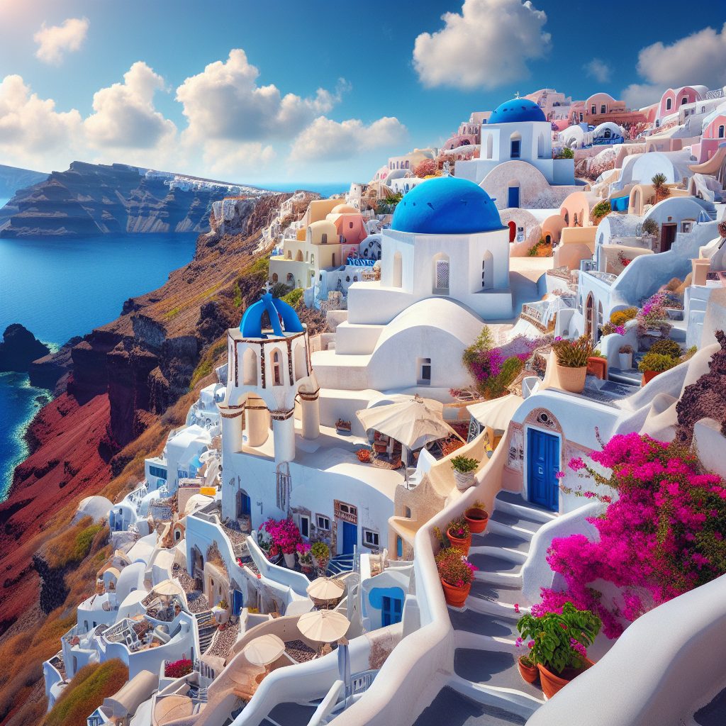 Santorini Cliff Escapes with Whitewashed Architecture