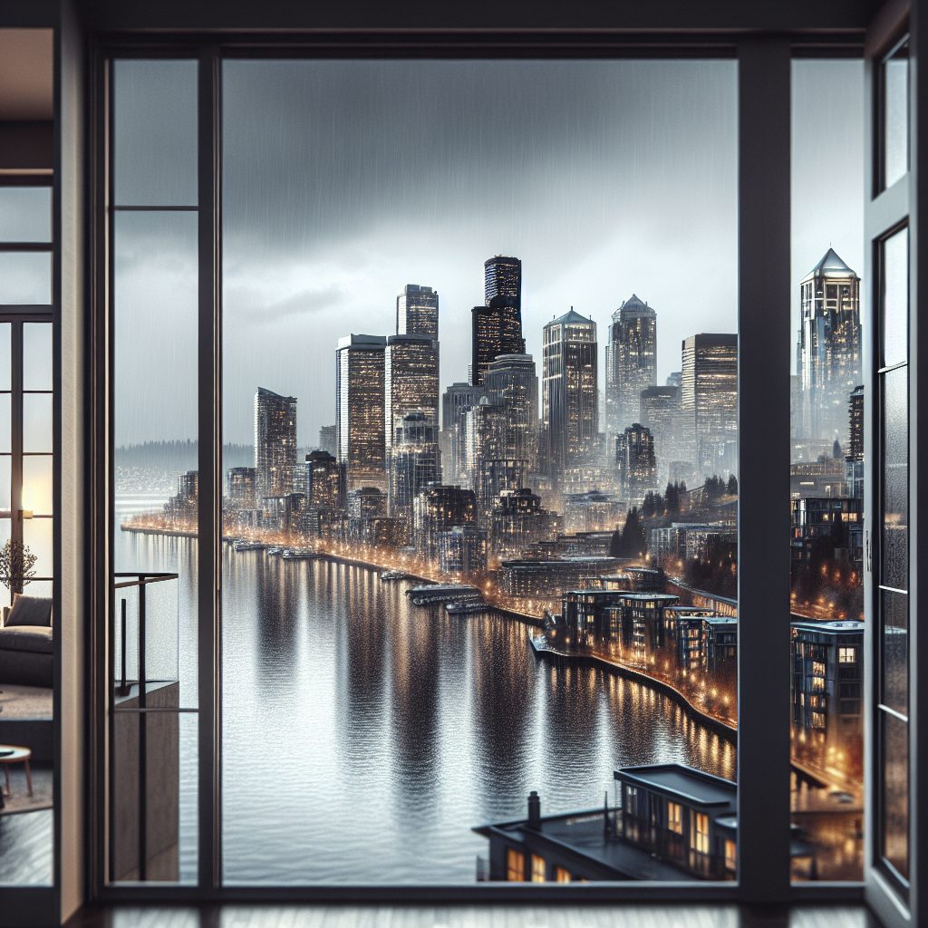 Seattle Rainy Skyline Rooms Near Waterfront