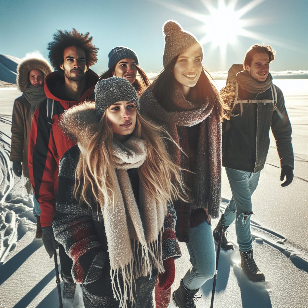 Traveling Across Snow Covered Landscapes in Winter