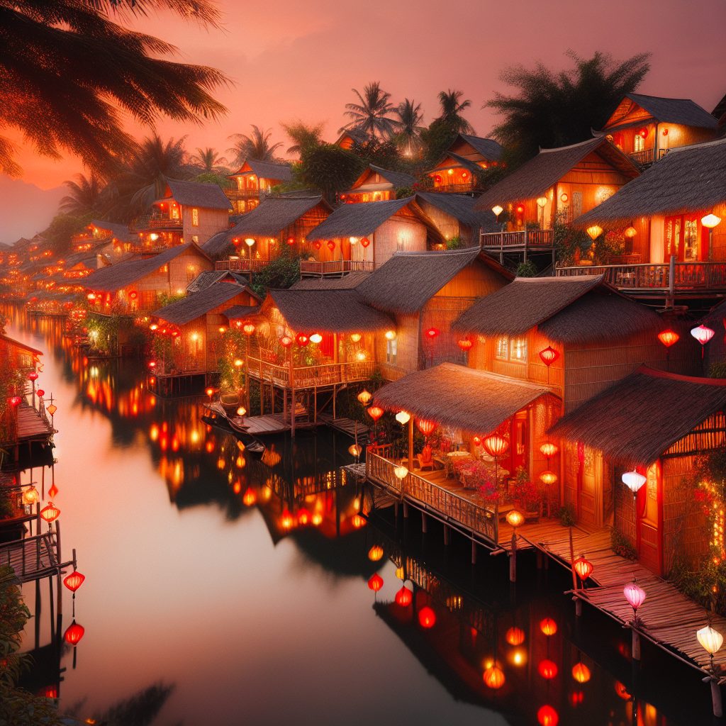 Vietnam Riverbank Villas with Lantern Lit Evenings
