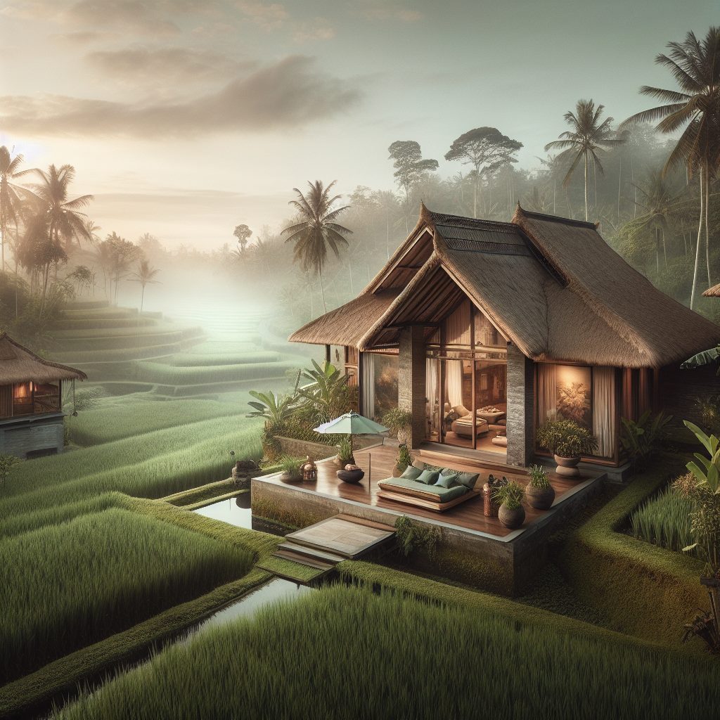 Waking Up in a Private Villa in Ubud Surrounded by Rice Fields and Morning Mist